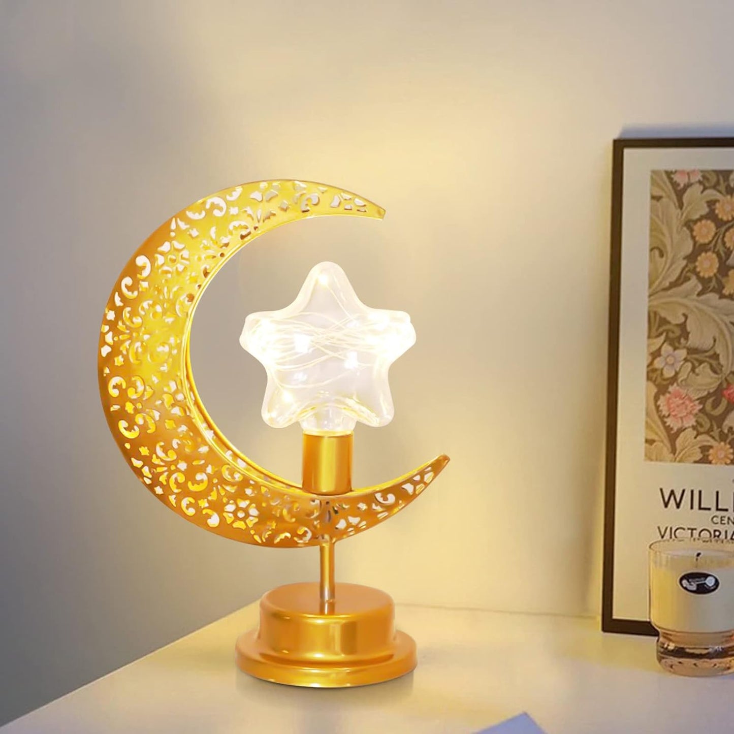 Clear Star Battery Operated Moon Shaped LED Light Warm White - Valyo