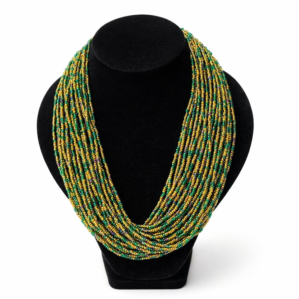 Valyo Heritage necklaces - VH-NKL-BEAD-GRNGLD-057 - White Bg