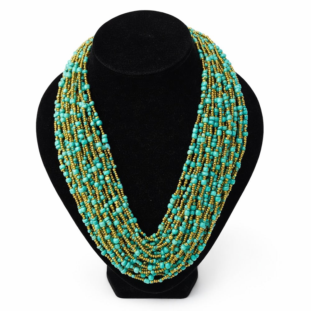 Valyo Heritage necklaces - VH-NKL-BEAD-TEALGL-059 - White Bg