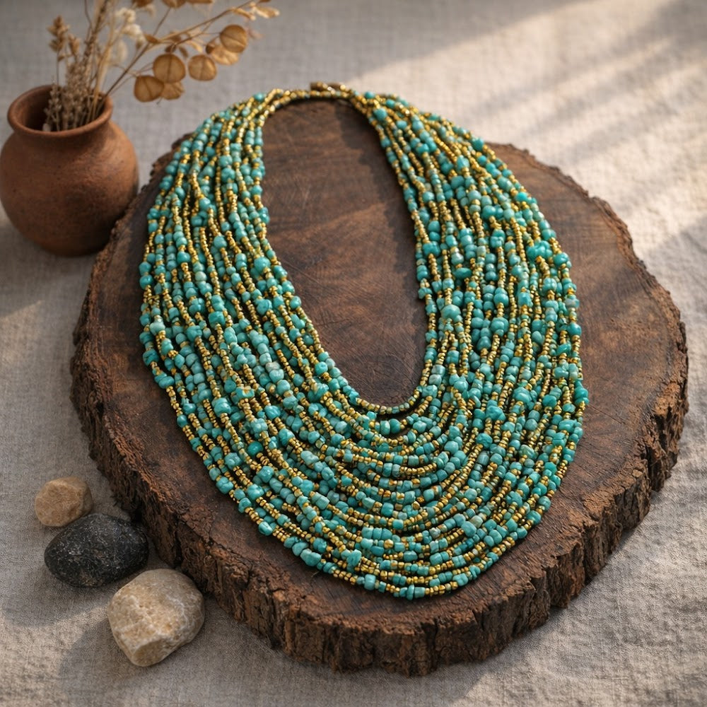 Valyo Heritage necklaces - VH-NKL-BEAD-TEALGL-059 - Lifestyle