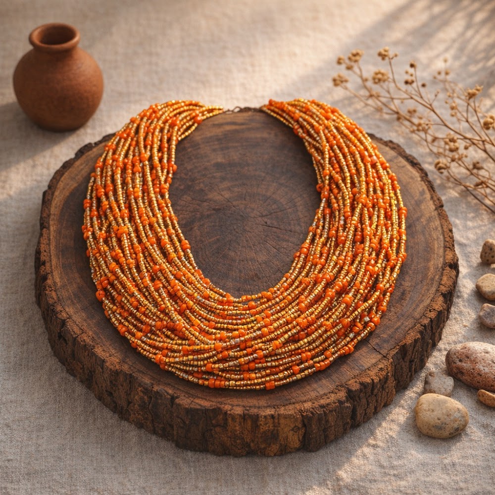 Valyo Heritage necklaces - VH-NKL-BEAD-ORNGLD-058 - Lifestyle