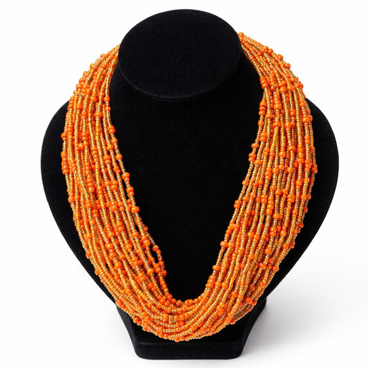 Valyo Heritage necklaces - VH-NKL-BEAD-ORNGLD-058 - White Bg