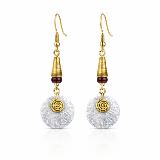 Valyo Heritage earrings - VH-EAR-DROP-SHELL-122 - White Bg